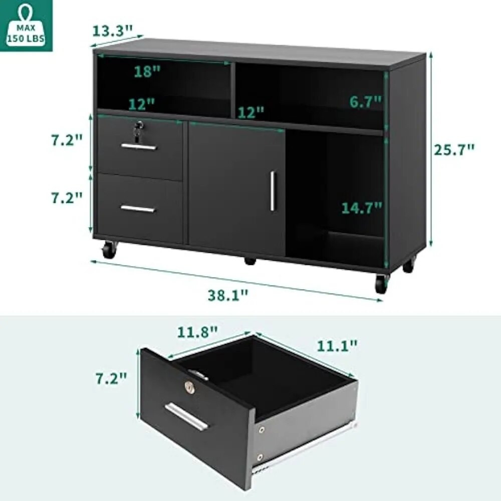 Dimensions diagram of storage cabinet